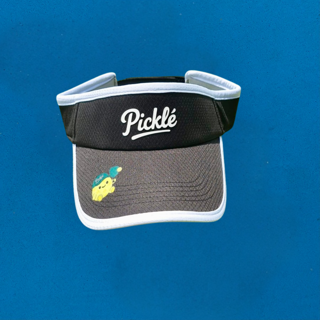 Picklé Visor Cap in Black — lightweight 50g pickleball sun visor with UPF50+ protection.