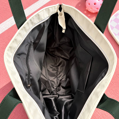 Picklé Joy Tote Bag in Court Green - zip-top closure and lined interior with pockets