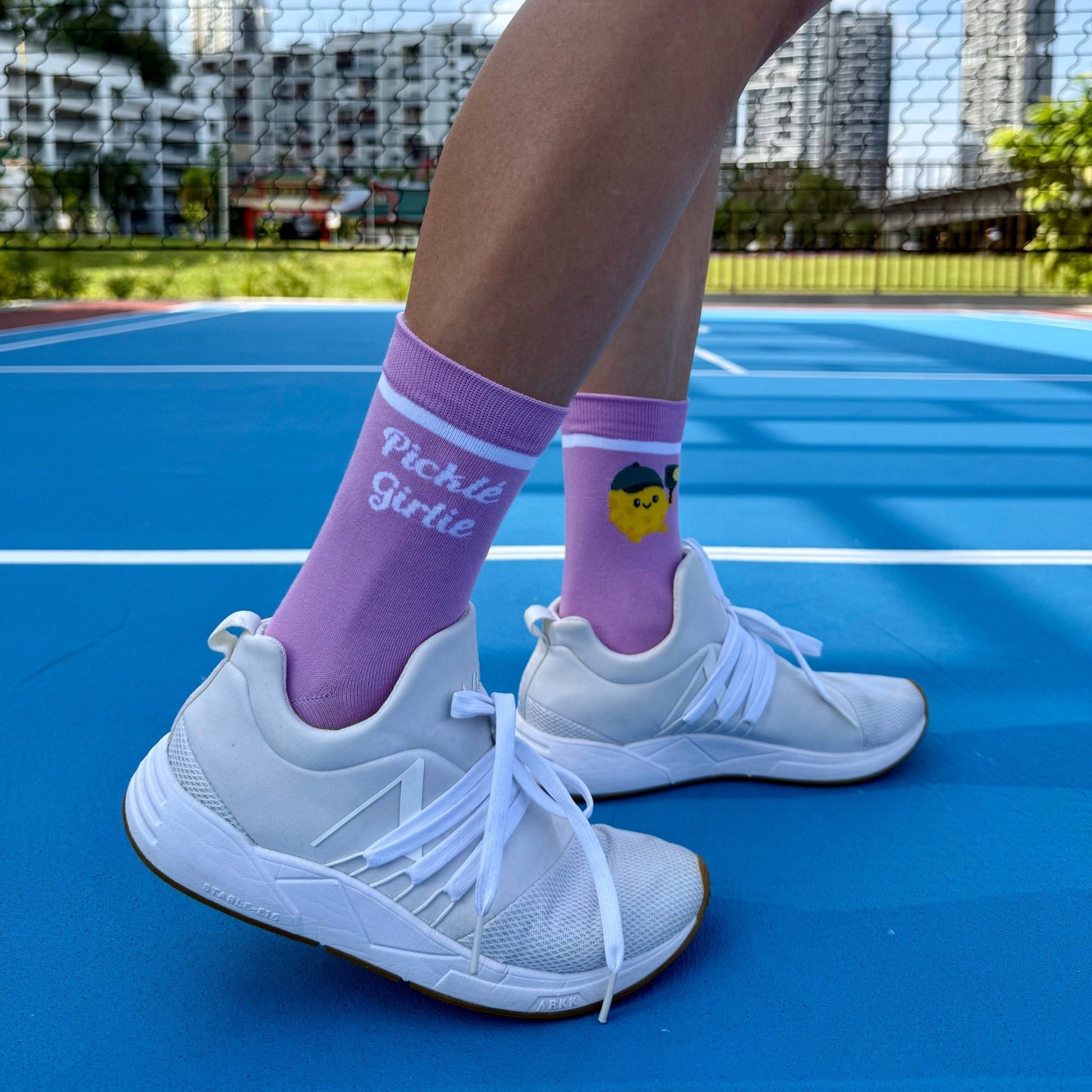 Picklé Girlie Socks in Coral - colourful pickleball socks Singapore