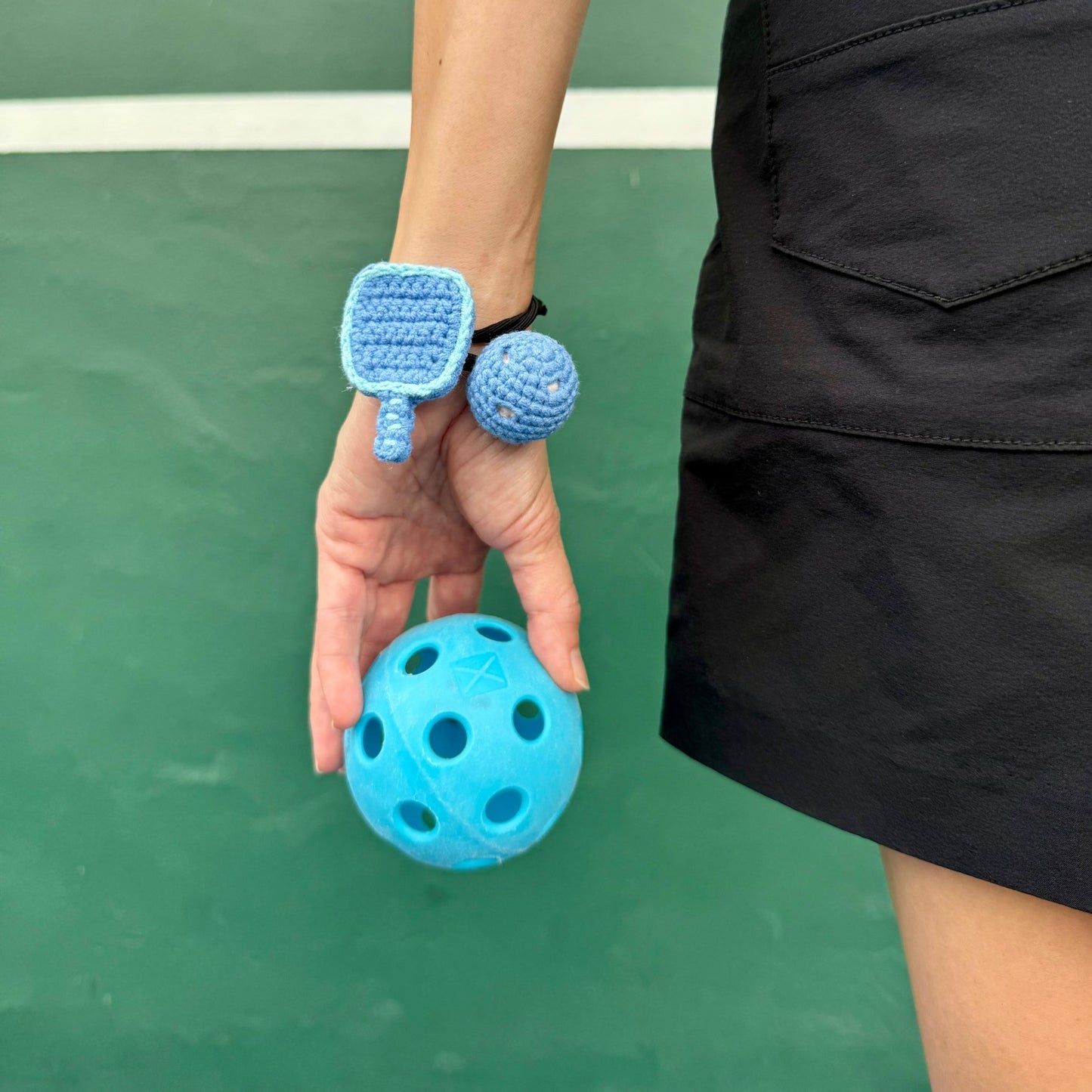 Pickleball Crochet Hair Tie & Pocket Mirror Set Picklé Joy Club